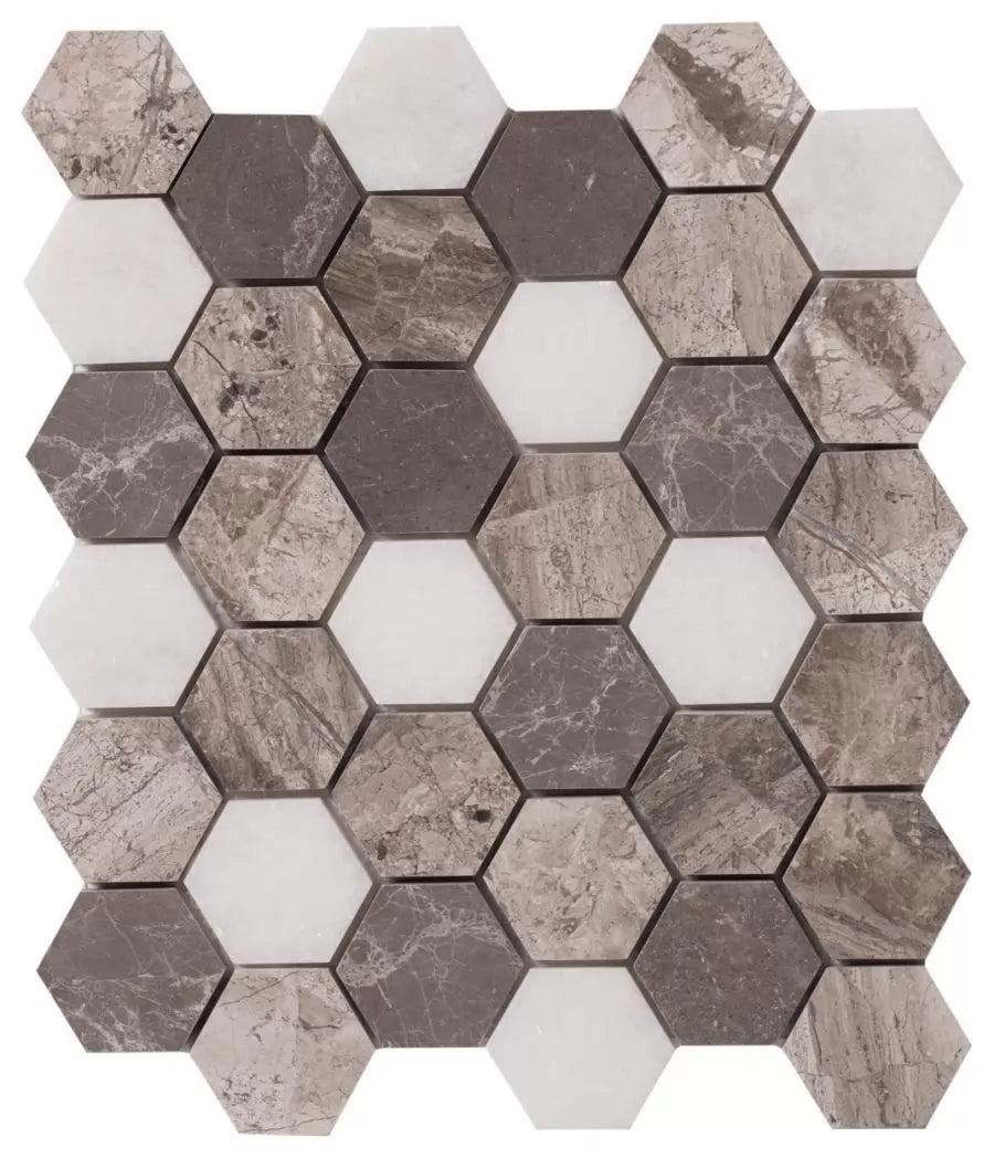 Silver Shadow 2" Hexagon Mix