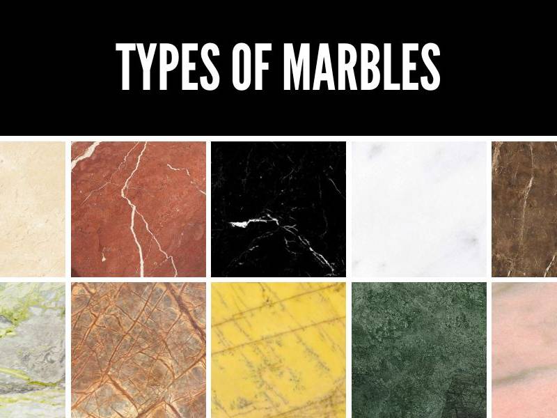 What does the colour of marble and travertine depend on?